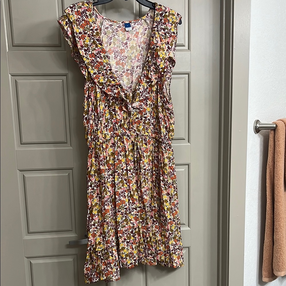 Old Navy Floral Print Dress - Red, Yellow, Cream